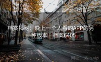 档案揭秘：晚上一个人看的APP的另一种版本 · 档案6405