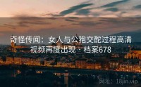 奇怪传闻：女人与公狍交酡过程高清视频再度出现 · 档案678
